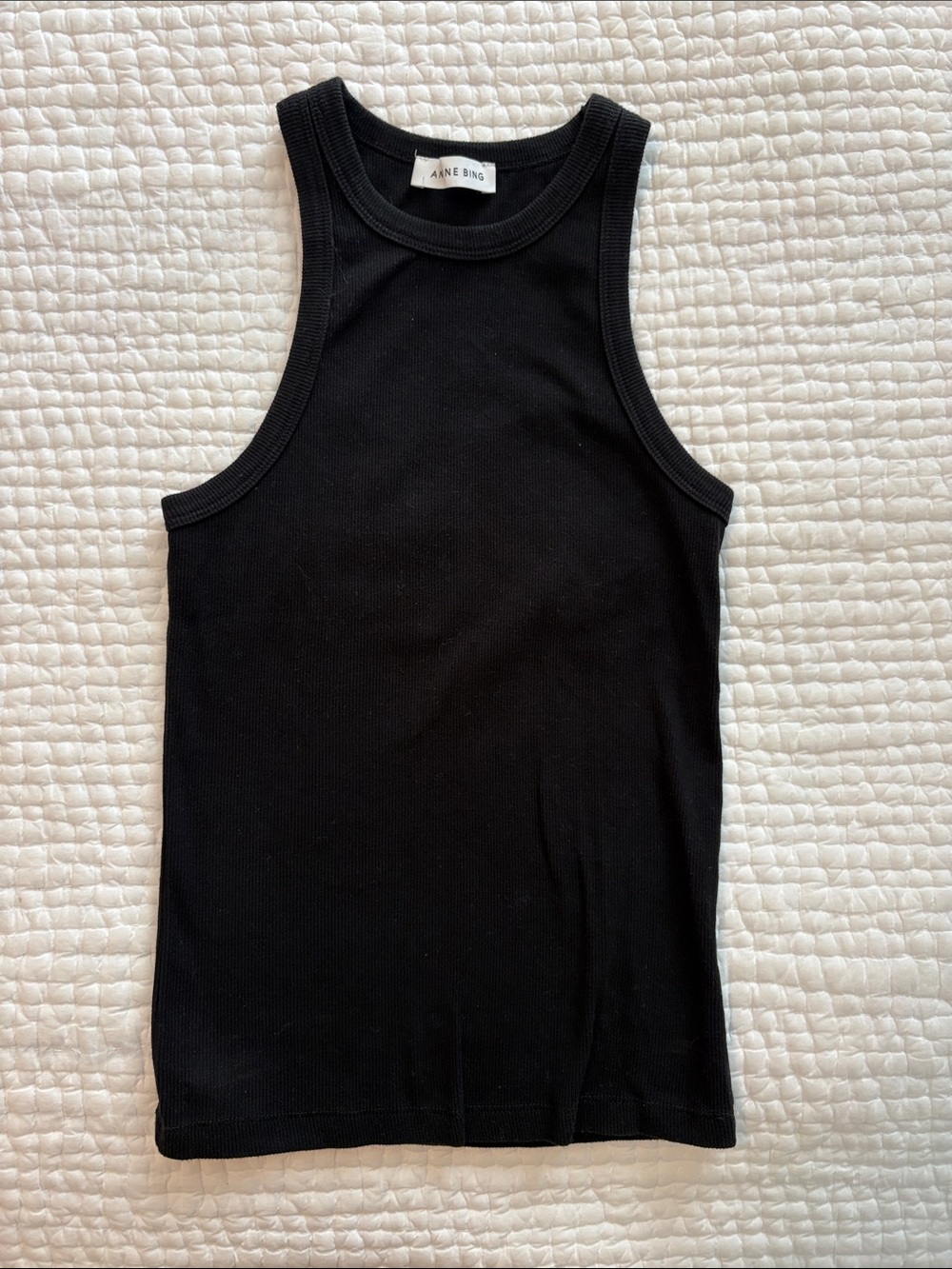 Anine Bing Black Ribbed Tank size S